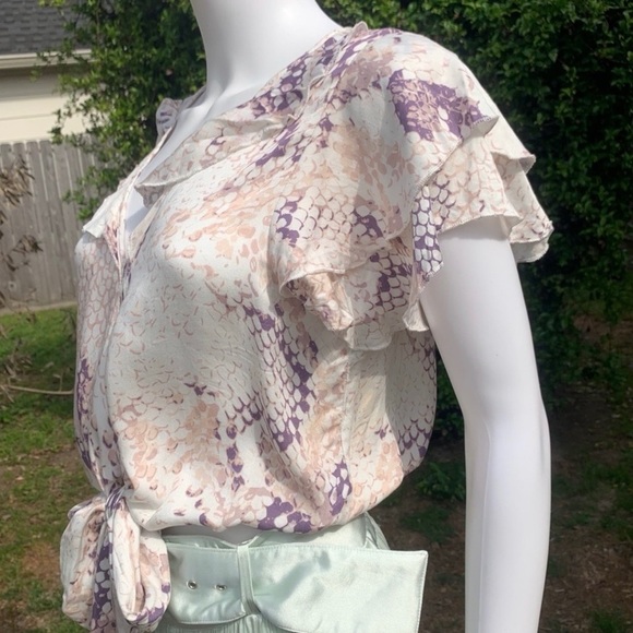 💋NWT Vintage Havana Flutter Sleeve Pull Over Ruffle Crop Top - Picture 16 of 16